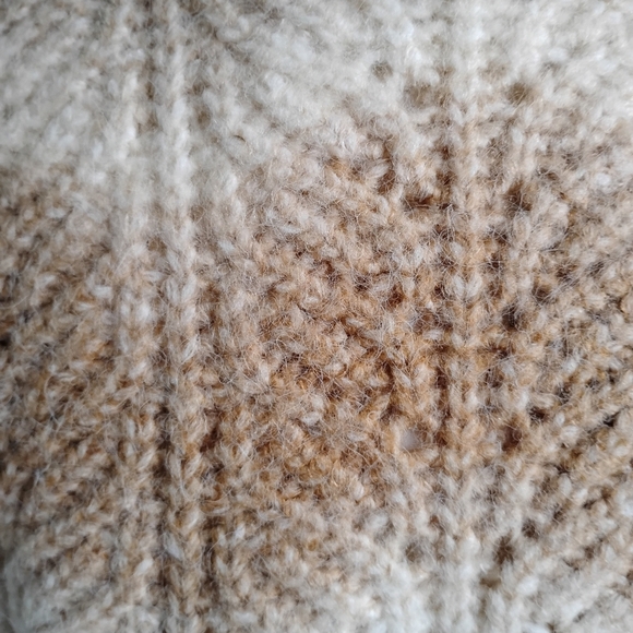 LOFT Wool Blend Chunky V-Neck Tawny Tan Carmel Cream Stripe Sweater Size… - Picture 11 of 15